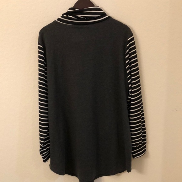 Bloom Chic Mock Neck Striped Patchwork Drawstring Sweatshirt 18-20 NWT - Picture 7 of 8